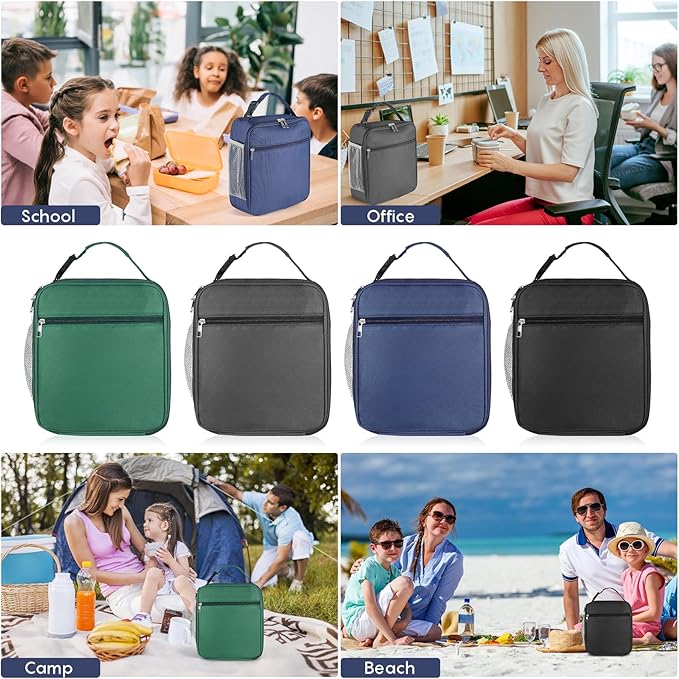 12 Pack Lunch Box Bulk,Insulated Reusable Lunch Bags with Aluminum for Women Men Girls,Leakproof lunch boxes,Small Lunch Tote Bag for Office,Work,Beach or Travel,Multicolor