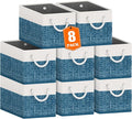 Fab totes Storage Bins [50-Pack], Foldable Storage Baskets for Organizing Toys, Books, Shelves, Closet, Large Storage Box with Rope Handles, Sturdy Organizer Bins, White & Black