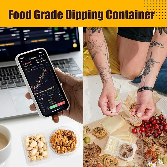 10-Pack 2 Compartment Snack Containers with Secure-Fit Lids, Reusable BPA-Free Snack Prep Boxes, Portion Control Food Storage Containers for Lunch, Meal Prep, Office, Picnic & Travel (10)