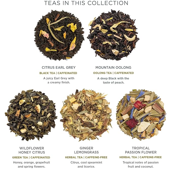 Tea Forte Premium Presentation Box Gift Set Sampler, 20 Count, Assorted Blends Individually Wrapped Handcrafted Pyramid Infuser Bags, Gifts for Mom, Demoiselle Tea