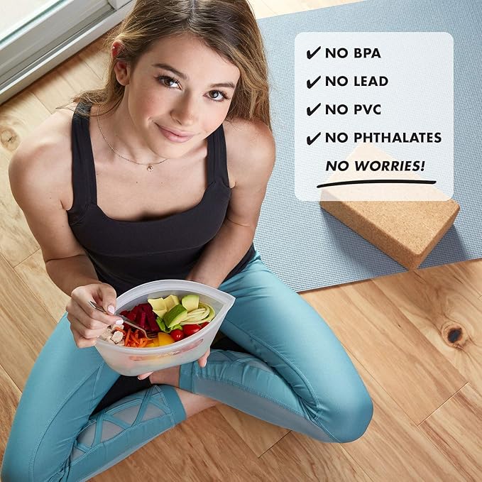 Zip Top Reusable Food Storage Bags | Medium Cup [Frost] | Silicone Meal Prep Container | Microwave, Dishwasher and Freezer Safe | Made in The USA