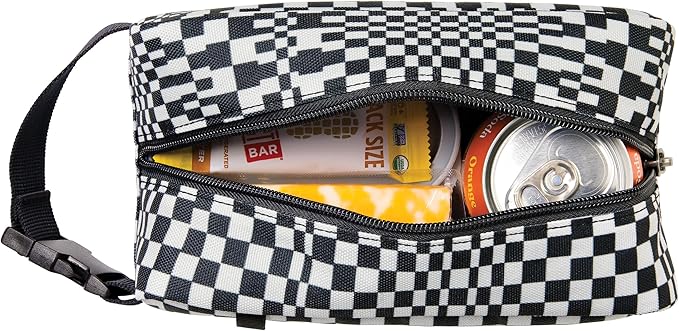 PackIt Freezable Small Insulated Snack Box, Checked Out, with EcoFreeze Technology (Built-in Ice Pack), Mini Cooler or Small Lunch Bag, For Fresh Snacks On the Go, for Work, Gym, or Travel