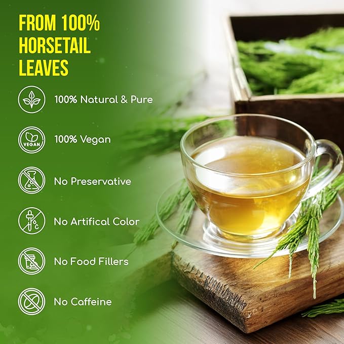 FreshDrinkUS, Premium 15 Horsetail Leaf Tea Bags, 100% Natural & Pure from Horsetail Loose Leaves Herbal Tea. Made with Natural Material Tea Bags. No Sugar, No Caffeine, No Gluten, Vegan.