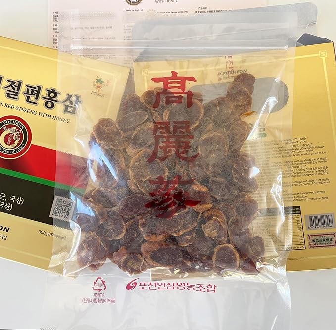 Pocheon 300g(10.6oz) 6Years Sliced Korean Panax Red Ginseng Roots with Honey, Saponin