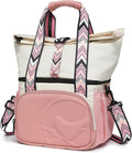 SUNNY BIRD Dual Compartment Lunch Bag Insulated Lunch Box for Women and Men (White and pink)