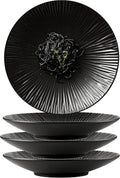 Jusalpha Set of 4-Japanese Style Porcelain Dinner Plates, Versatile Circular Serving Plates for Breakfast, Salad, Steak Dinner, PL018 (10.3 Inches, Black)