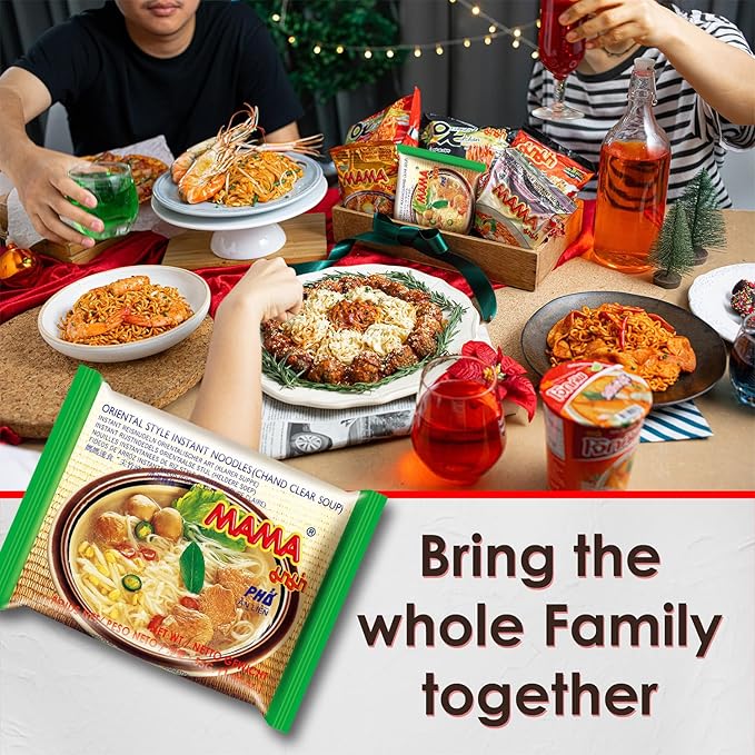 MAMA Noodles Chand Clear Soup Instant Rice Noodles w/Delicious Thai Flavors, Hot & Spicy Noodles, No Trans Fat w/Fewer Calories Than Deep Fried Noodles 30 Pack