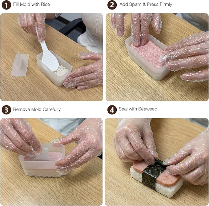 2PCS Musubi Press Mold, Spam Musubi Mold Kit - BPA-Free Non-Stick Spam Musubi Mold, Includes 5 Packaging Bags & Stickers for Hawaiian Sushi, Kimbap & Rice Press Mold