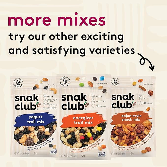 Snak Club Sweet and Salty Trail Mix with Peanuts, Butter Toffee Peanuts, Chocolatey Candies, Toasted Corn, Honey Sesame Sticks, and Almonds, Kosher Snack, 14 oz Resealable Bag