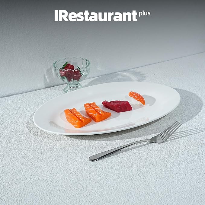 Wide Rim Bone China Commercial Grade Restaurant Plate, Elegance White Oval Platter 10" x 8", Case of 6