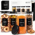 EDELHAUS Glass Storage Containers with Black Lids [4x40oz] Extra Thick Glas with 54 Labels - Canister For Pantry Noodles Flour Cereal Rice Sugar Tea Coffee Beans - Round Set