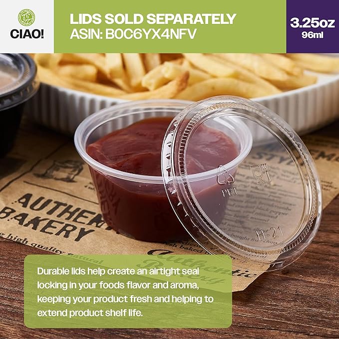 CIAO! 3.25OZ PP Clear Portion Cup, Lids Sold Separately (Case of 2,500)
