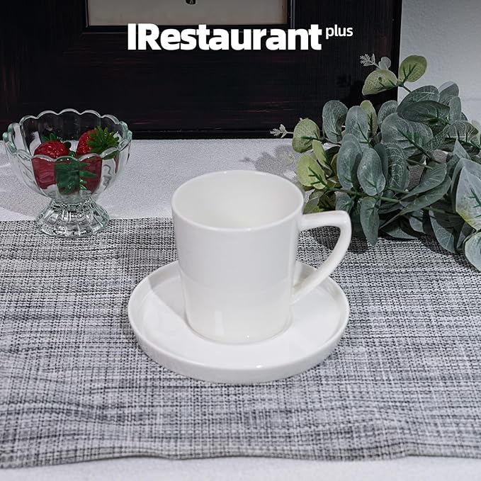 Bone China Cone Shape Commericial Grade Dinnerware Coffee Cup & Saucer Set, Case of 6 Sets