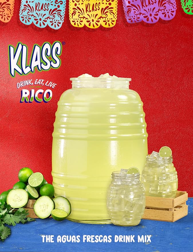 Klass Aguas Frescas Drink Mix Family Pack - Cucumber Limeade - Powder Drink Mix, Water Drink Mix with Natural Flavors & Vitamin C, Makes 28 to 36 Quarts (56 to 72 Drinks)