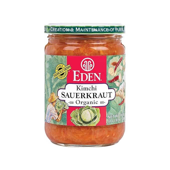 Eden Organic Sauerkraut, 18 oz Glass Jar, Kimchi, Fine Cut