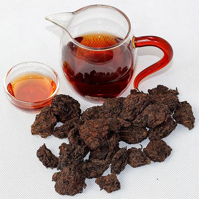 oriarmcha 2010 Lao Cha Tou Ripe Pu-erh Tea 3.53oz (100g) - Ripened Aged Puerh Old Tea Nuggets - Menghai Shu Puerh from Ancient Trees