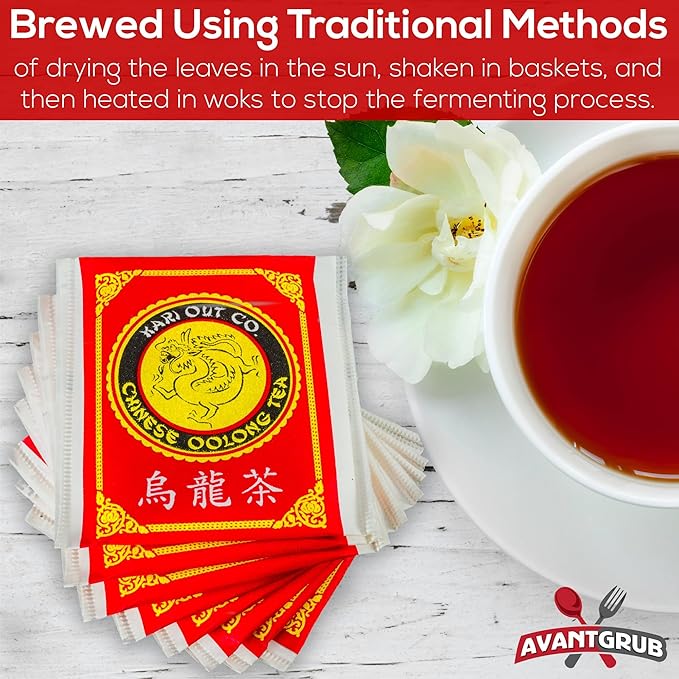 Authentic Restaurant-Grade Oolong Tea Bags 300 Pk. Premium Chinese Tea Sachets for Hot or Iced Caffeinated Drinks. Individually Packed Semi-Fermented Drink for Detox, Health Diet, Energy 19.2 Oz.