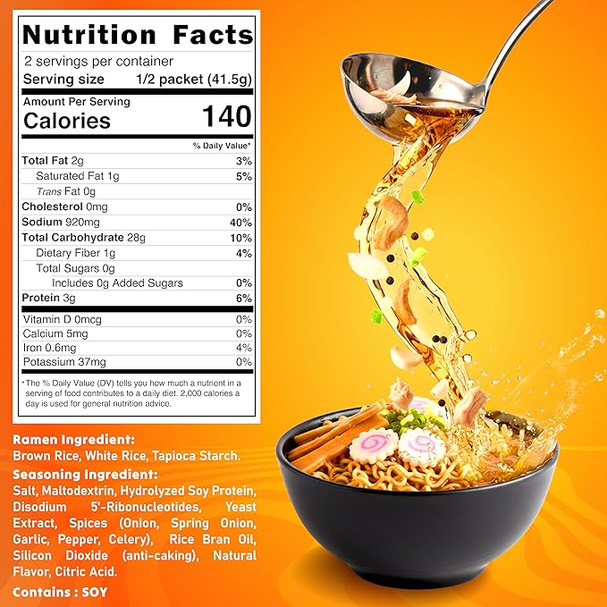 BAMI Gluten Free Ramen Noodles (Chicken Flavor) Vegan ramen noodles, Low sodium ramens noodle 6 packs, GF Ramen