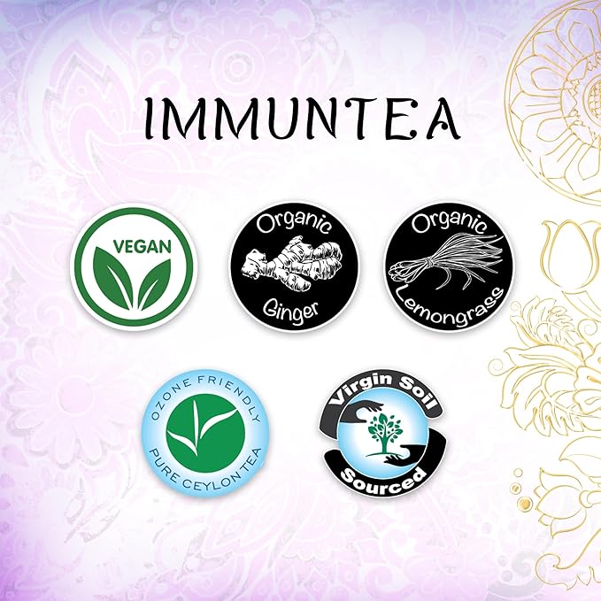 TERAPY Ceylon ImmunTea - Ayurvedic Immunity Tea with All Pure Herbal Ingredients, Ginger & Triphala for Immune Defense, Fortify Your Immunity, Low Caffeine, 20 Individually Wrapped Bags (Pack of 1)