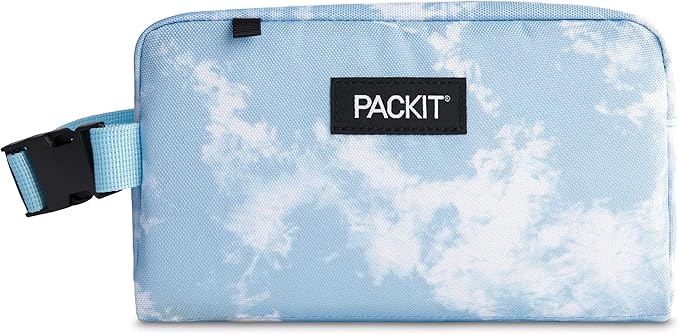 PackIt Freezable Small Insulated Snack Box, Blue Sky, with EcoFreeze Technology (Built-in Ice Pack), Mini Cooler or Small Lunch Bag, For Fresh Snacks On the Go, for Work, Gym, or Travel