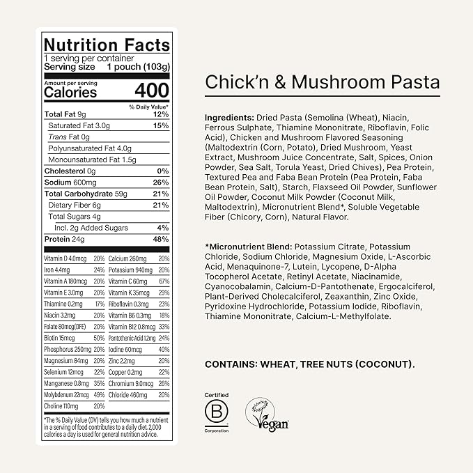 Huel Hot and Savory Meal Packs | Chick'n & Mushroom | Up to 25g Protein Plant Based Instant Meal | 27 Vitamins and Minerals | 100% Nutritionally Complete | 7 Pack