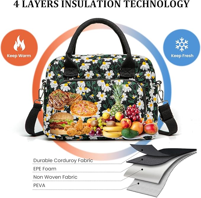 MEXS Insulated Lunch Bag for Women Men Large Reusable Lunch Box Adult Leakproof Portable Cooler Tote Bags for Work Picnic