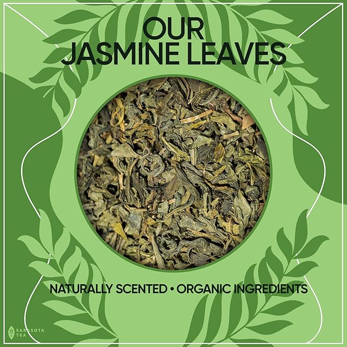 Organic Jasmine Green Loose Leaf Tea | Fragrant Chinese Green Tea Scented with Jasmine Blossoms | USDA Organic | 1lb Bulk Bag | Floral & Smooth | Hot or Iced | Non-GMO