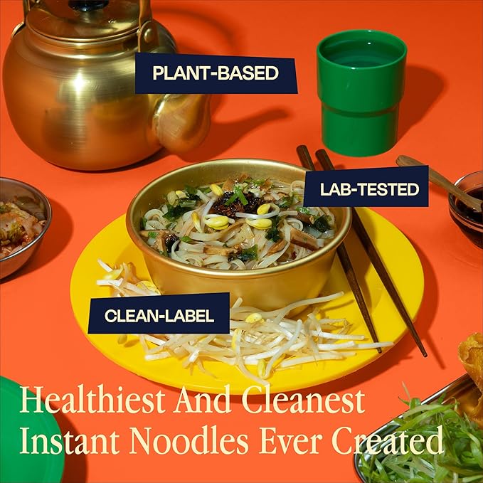 RAWMYUN Gluten Free Healthy Korean Ramen Vegan Superfood Clean Ingredients Plant-Based Cup Noodles made with Organic Rice Noodles Instant Soup | No MSG, Non-GMO, Real Ingredients (6 Gangnam Spicy)