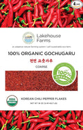 Lakehouse Farms 100% Organic Korean Chili Pepper Flakes/Powder (Gochugaru) - The only US Grown and US Organic Certified Korean Pepper Flakes (1 Pound (Coarse))