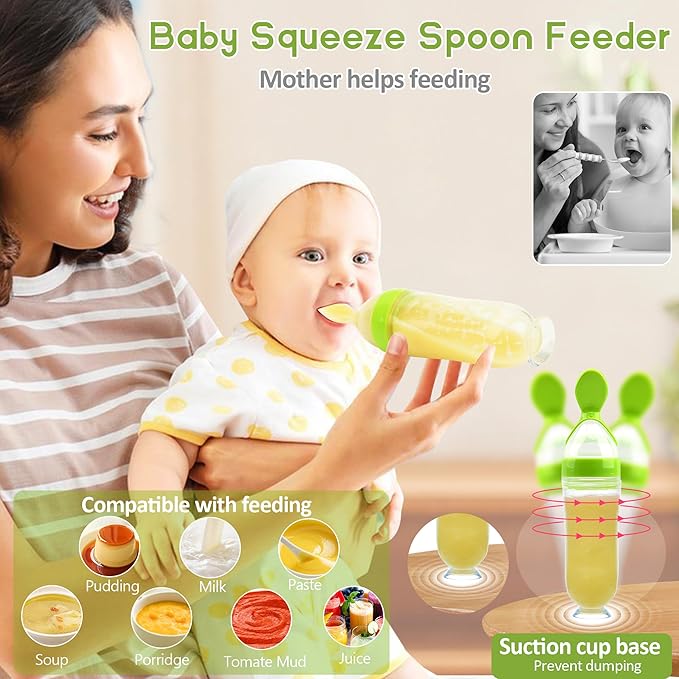 Baby Fruit Feeder Pacifier | Infant Food Feeder & Baby Food Dispensing Spoon | Mesh Fresh Fruit Teethers for Babies | Silicone Teething Pacifier for Babies,Gifts for Boys and Girls (Green)