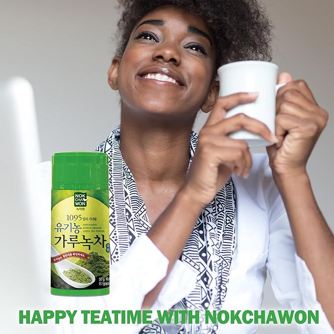 [Nokchawon] Organic Korean Green Tea Powder - 100% Unsweetened Matcha for Lattes, Smoothies and Baking - USDA Organic Premium Culinary Grade Green Tea - 1.77 oz