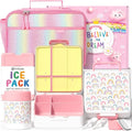Fimibuke Kids Bento Snack Lunch Box with 4 Compartment, Insulated Lunch Bag, Stainless Steel Vacuum Thermo Food Jar, Ice Pack, Utensils Set, Birthday Gifts for Age 3-12 Back to School Toddler Girl Boy