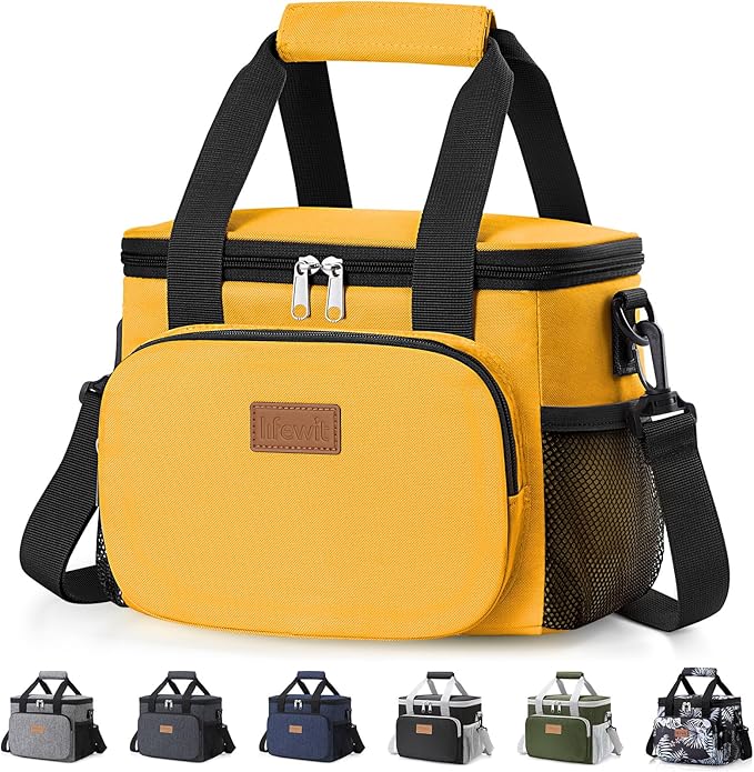 Lifewit Medium Lunch Bag, Insulated Lunch Box, Soft Cooler Cooling Tote for Adult Men Women, Orange 12-Can (9L)