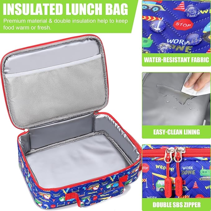 Fimibuke Kids Bento Snack Lunch Box with 4 Compartment, Insulated Lunch Bag, Stainless Steel Vacuum Thermo Food Jar, Ice Pack, Utensils Set, Birthday Gifts for Age 3-12 Back to School Toddler Girl Boy