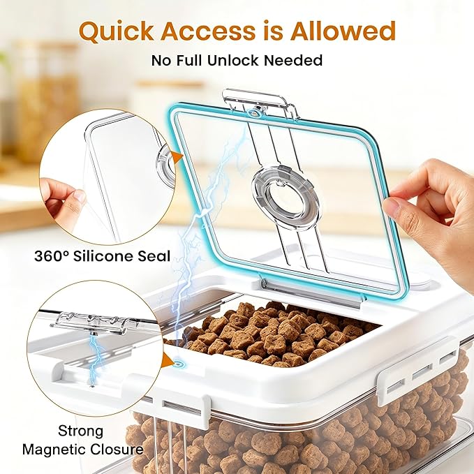 Dynta Dog Food Storage Container, 2 Pack, Airtight Seal for Freshness, Time Recording Bread Containers with Lidfor Freshness for Dog Cat, Rice, Flour