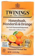 Twinings Honeybush, Mandarin, & Orange Herbal Tea Individually Wrapped Bags, 20 Count (Pack of 1), Naturally Caffeine-Free, Enjoy Hot or Iced, 20 Teabags