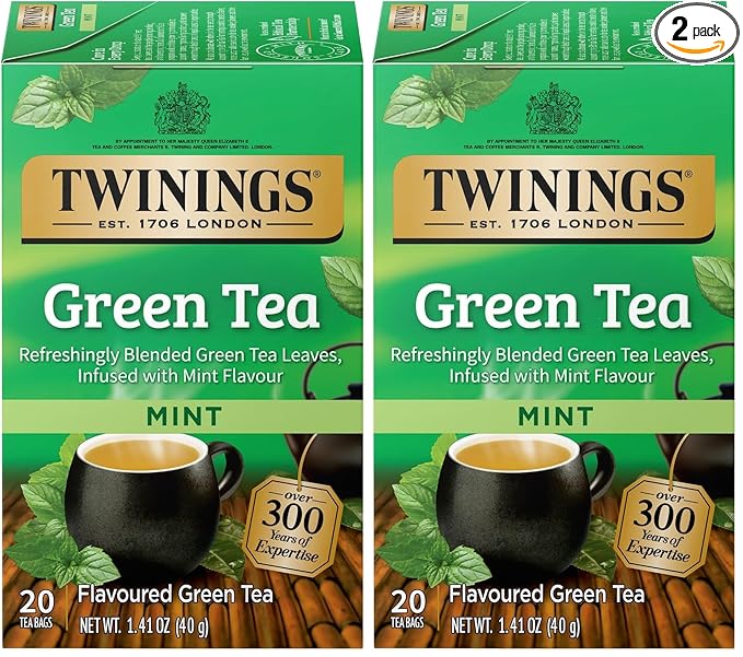 TWININGS TEA, TEA,GREEN,MINT 20 BAG (Pack of 2)