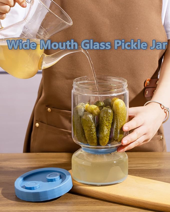 ZENS Pickle Jar with Strainer Flip, 2 Pack 51oz Pickle Container Pickle Juice Separator Hourglass Jar for Olive Keeper, Leakproof Pickle Holder Jars for Pickling Dill Sliced Storage, Gifts for Mom