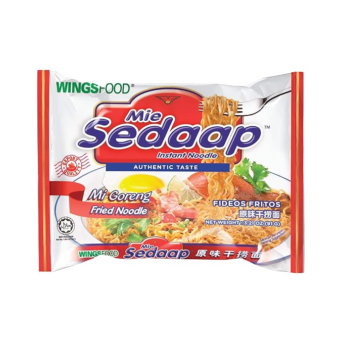 Mi Sedaap - Authentic Indonesian Instant Noodles, Halal Certified, Perfect for Quick and Flavorful Meals | 3 OZ (Pack of 30, Mie Goreng (Fried Noodle Flavor))