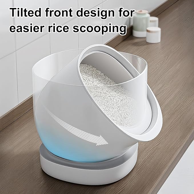 Spreezy Rice Container (12 lbs Rice, 8 lbs Flour), Food Storage Containers with Lids, Cereal Containers Storage, Flour Sugar Storage Containers, Rice Storage Container for Kitchen Pantry Organization