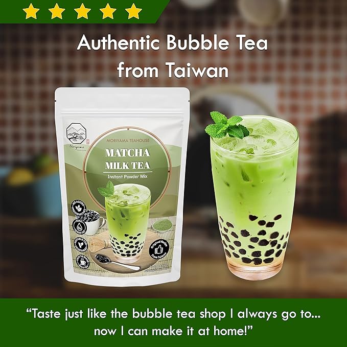 Matcha Bubble Milk Tea Instant 3in1 Powder Mix - 1kg (33 Drinks) | For Boba Tea, Milkshake, Blended Frappe and Bakery | Authentic Taiwan Recipe | Zero Trans Fat, No Preservatives by Moriyama Teahouse