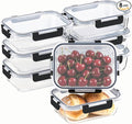 8 Pack 36oz Large Glass Meal Prep Containers with lids, Glass Food Storage Containers with Leak Proof Snap Lock Lids , Airtight Bento lunch Boxes, Kitchen Storage, Oven, Freezer and Dishwasher Safe