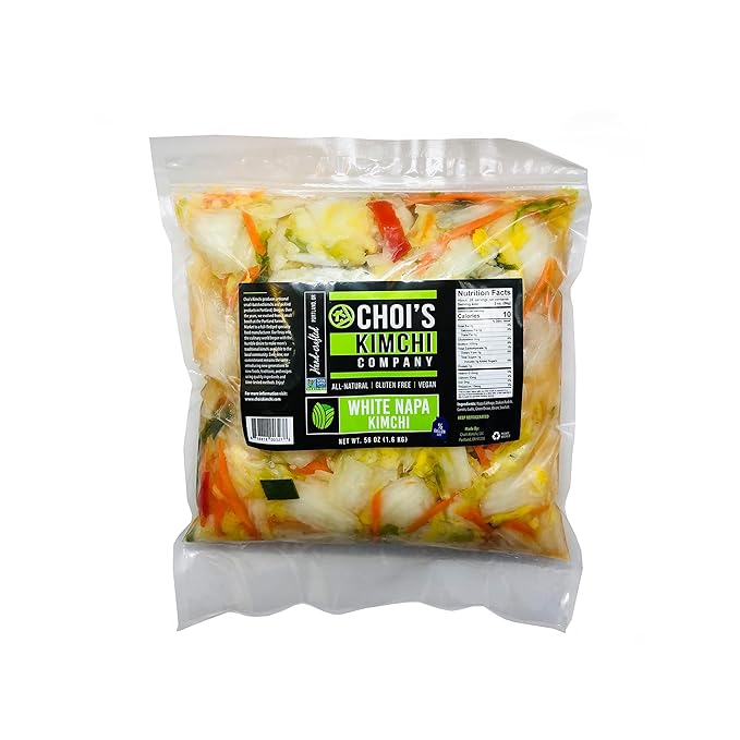(2 Pack) Half Gallon (7 lbs.) White Napa Cabbage Kimchi [Vegan, Gluten Free, Non-GMO, Probiotic] by Choi's Kimchi Co. Made in USA.