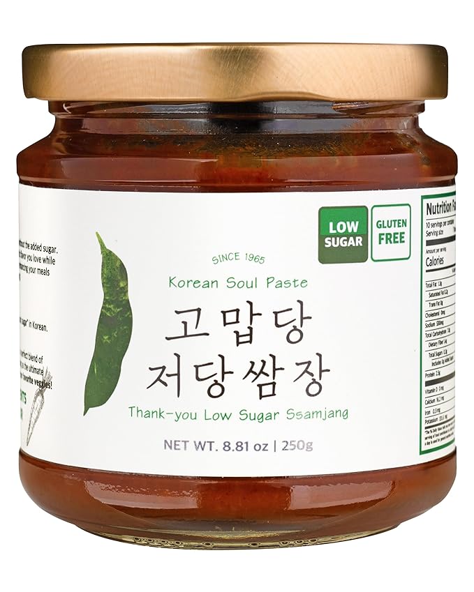 Thank-you Ssamjang Sugar-Free Korean Dipping Paste with Allulose – Doenjang & Gochujang Golden Ratio, No Wheat Flour, Keto-Friendly | Since 1965 Authentic Fermented BBQ & Lettuce Wrap Sauce | 8.81oz (250g)