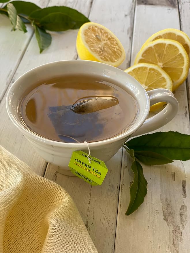 Bigelow Tea Green with Lemon Tea Bags, Caffeinated, 20 Count, Pack of 6
