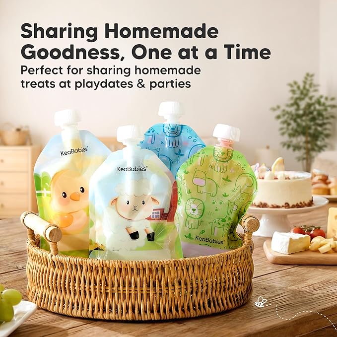 12-Pack Reusable Baby Food Pouches Refillable – 5oz Reusable Pouches for Toddlers, Kids Squeezable Yogurt, Apple Sauce, Fruit Smoothie, Baby Puree Container, Homemade Baby Food Essentials (Lil Barn)