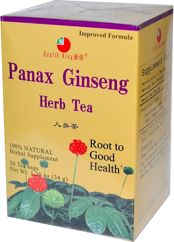 Health King Panax Ginseng Herb Tea, Teabags, 20 Count Box