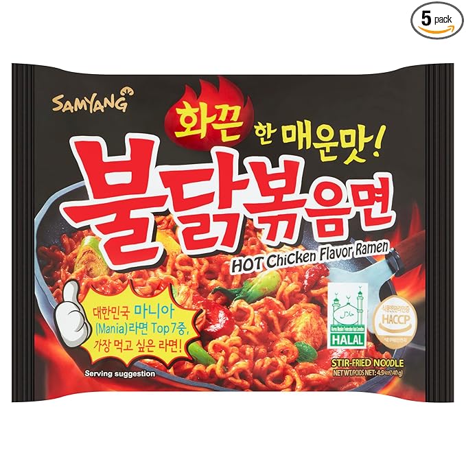 Samyang Ramen/ Spicy Chicken Roasted Noodles, 4.93 Ounce (Pack of 5)