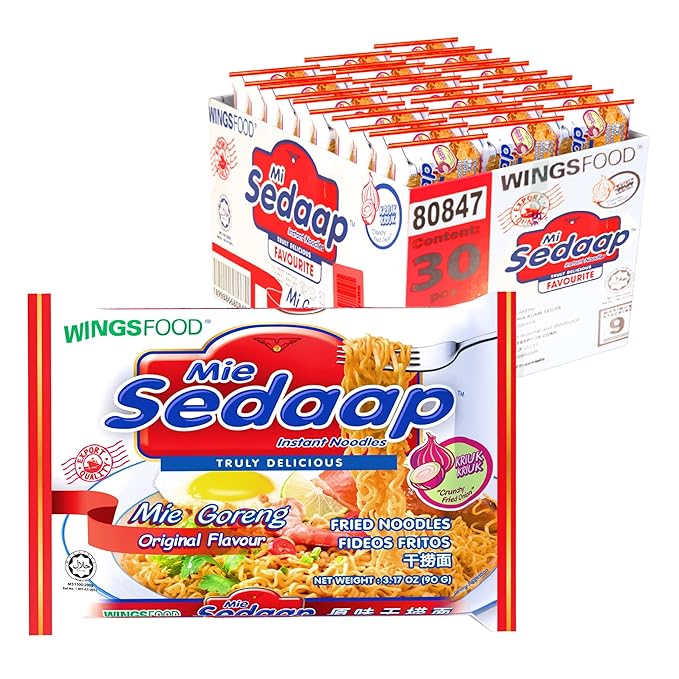 Mi Sedaap - Authentic Indonesian Instant Noodles, Halal Certified, Perfect for Quick and Flavorful Meals | 3 OZ (Pack of 30, Mie Goreng (Fried Noodle Flavor))
