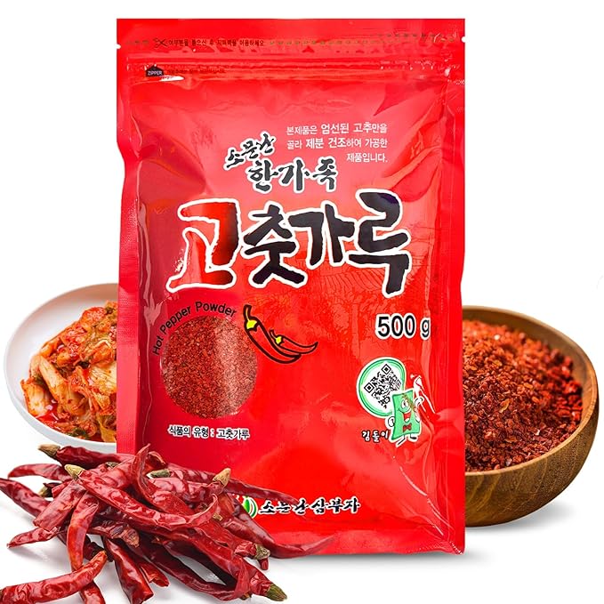 COELO Korean Red Pepper Powder 1.1 lb (500g) | Spicy Gochugaru Flakes Korean Spice Seasoning for Gochujang Kimchi Stew Stir-fry Sun Dried Powder Red Chili Pepper | VEGAN, No MSG